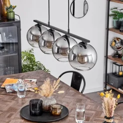 Suspension Verre 20 cm Koyoto Fumé, 4 lumières