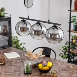 Suspension Verre 20 cm Koyoto Fumé, 3 lumières