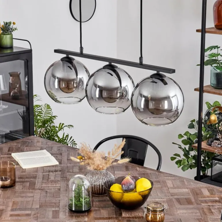 Suspension Verre 20 cm Koyoto Fumé, 3 lumières