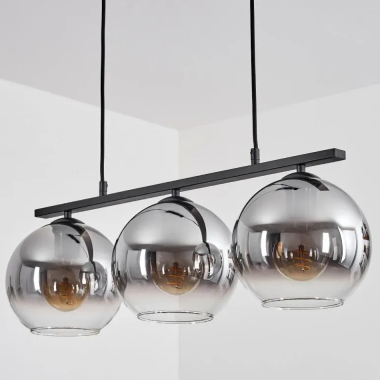 Suspension Verre 20 cm Koyoto Fumé, 3 lumières