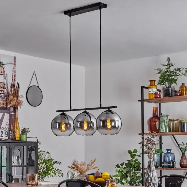 Suspension Verre 20 cm Koyoto Fumé, 3 lumières