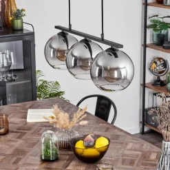 Suspension Verre 20 cm Koyoto Fumé, 3 lumières