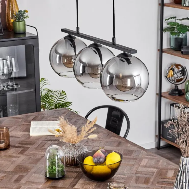 Suspension Verre 20 cm Koyoto Fumé, 3 lumières