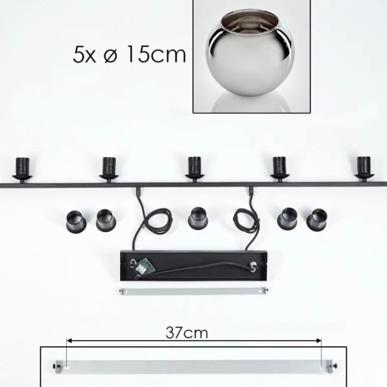Suspension Verre 15 cm Koyoto Fumé, 5 lumières