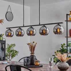 Suspension Verre 15 cm Koyoto Fumé, 5 lumières