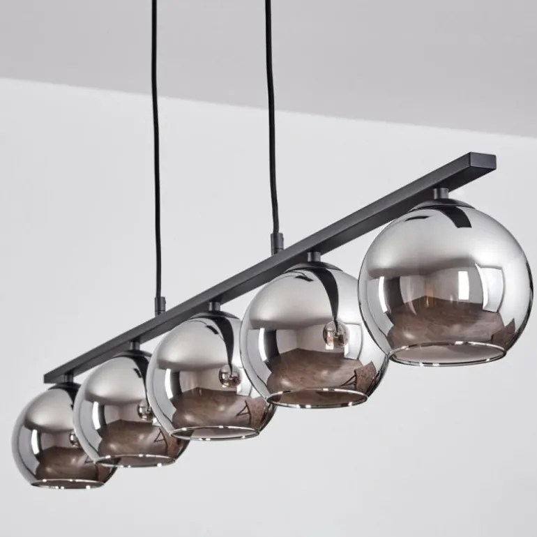 Suspension Verre 15 cm Koyoto Fumé, 5 lumières