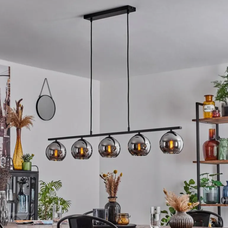 Suspension Verre 15 cm Koyoto Fumé, 5 lumières