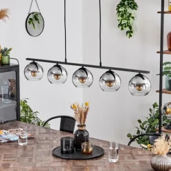 Suspension Verre 15 cm Koyoto Fumé, 5 lumières
