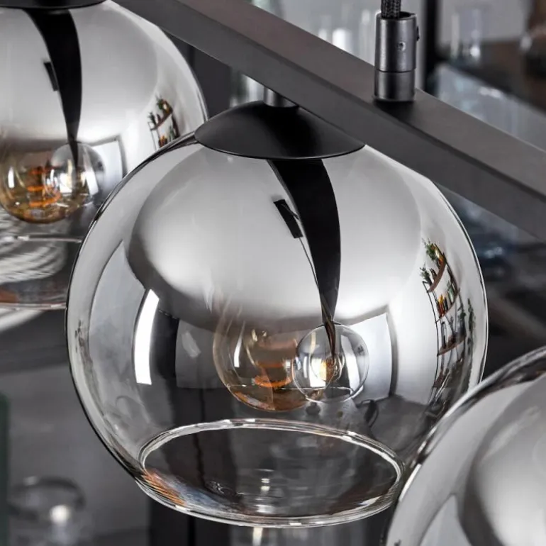 Suspension Verre 15 cm Koyoto Fumé, 5 lumières