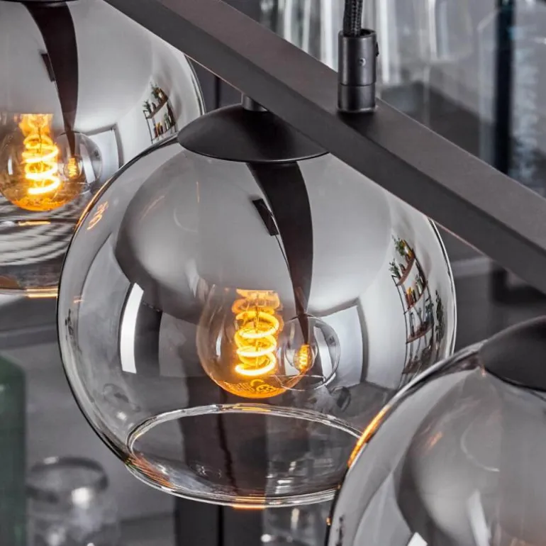 Suspension Verre 15 cm Koyoto Fumé, 5 lumières