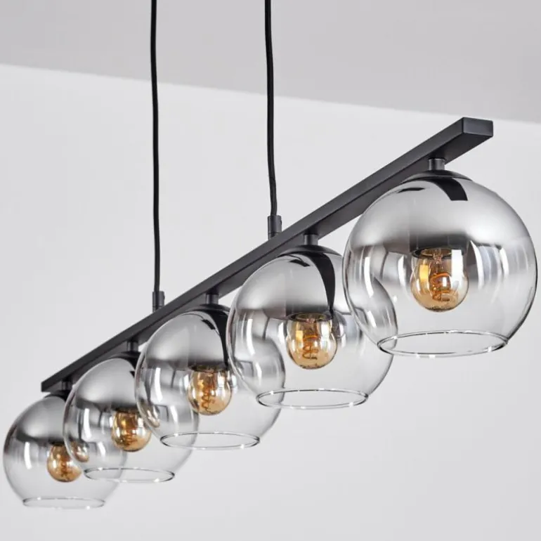 Suspension Verre 15 cm Koyoto Fumé, 5 lumières