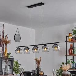 Suspension Verre 15 cm Koyoto Fumé, 5 lumières