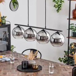 Suspension Verre 20 cm Koyoto Fumé, 4 lumières