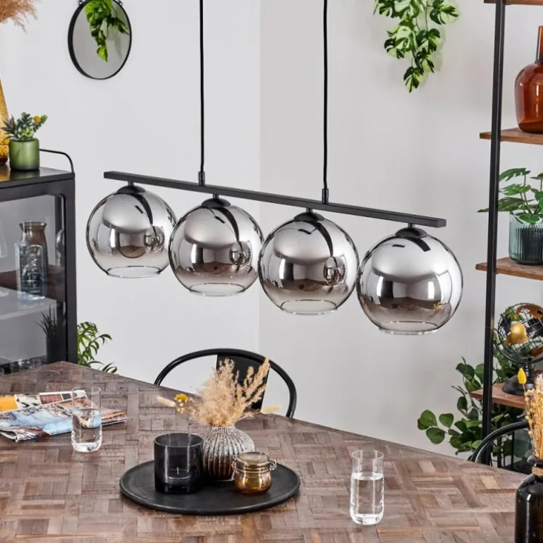 Suspension Verre 20 cm Koyoto Fumé, 4 lumières