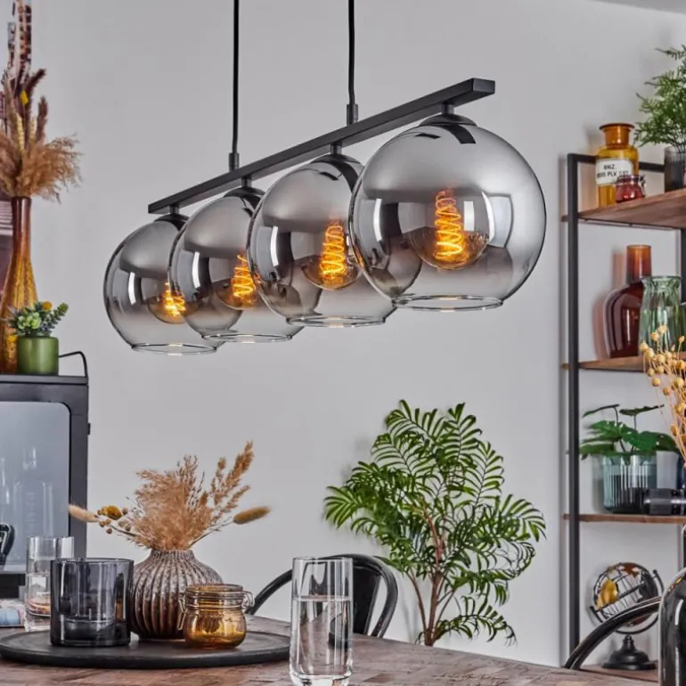 Suspension Verre 20 cm Koyoto Fumé, 4 lumières