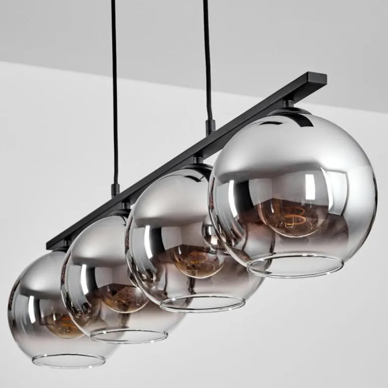 Suspension Verre 20 cm Koyoto Fumé, 4 lumières