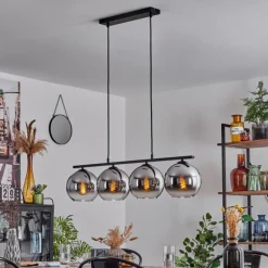 Suspension Verre 20 cm Koyoto Fumé, 4 lumières