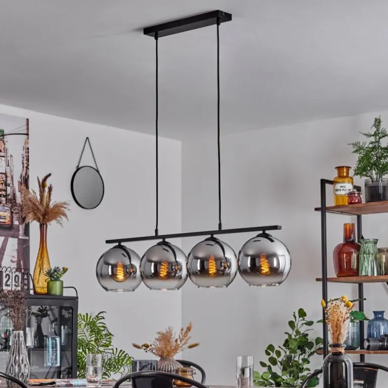 Suspension Verre 20 cm Koyoto Fumé, 4 lumières