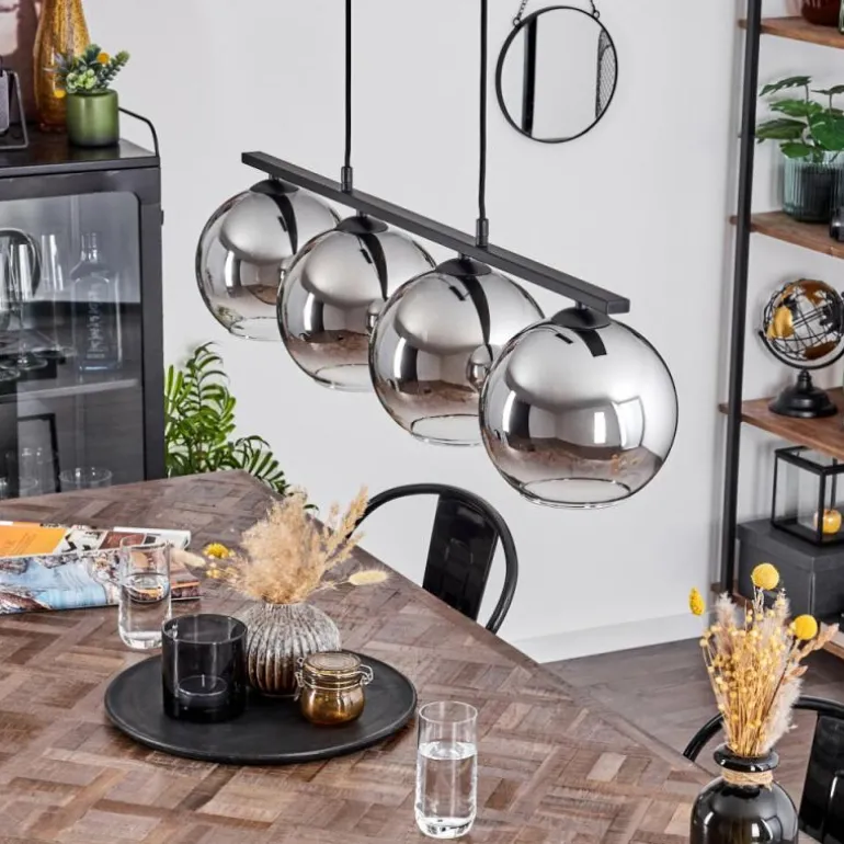 Suspension Verre 20 cm Koyoto Fumé, 4 lumières