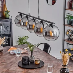 Suspension Verre 20 cm Koyoto Fumé, 5 lumières