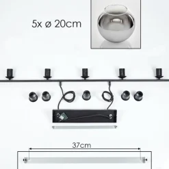 Suspension Verre 20 cm Koyoto Fumé, 5 lumières