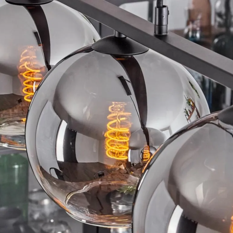 Suspension Verre 20 cm Koyoto Fumé, 5 lumières