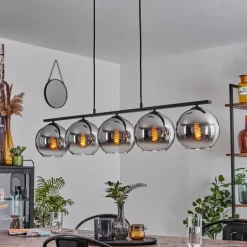 Suspension Verre 20 cm Koyoto Fumé, 5 lumières