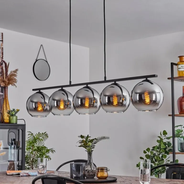 Suspension Verre 20 cm Koyoto Fumé, 5 lumières