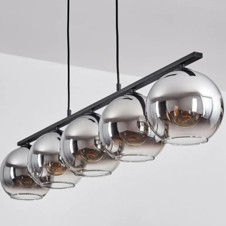 Suspension Verre 20 cm Koyoto Fumé, 5 lumières