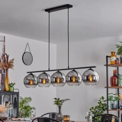 Suspension Verre 20 cm Koyoto Fumé, 5 lumières