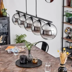 Suspension Verre 20 cm Koyoto Fumé, 5 lumières