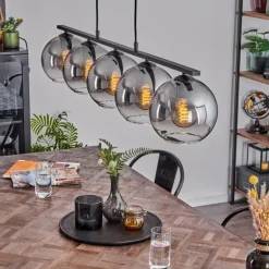 Suspension Verre 20 cm Koyoto Fumé, 5 lumières