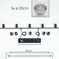 Suspension Verre 20 cm Koyoto Fumé, 5 lumières