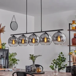 Suspension Verre 20 cm Koyoto Fumé, 5 lumières