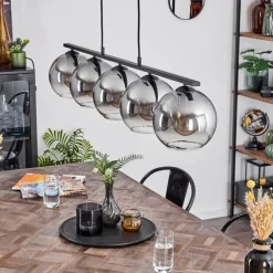 Suspension Verre 20 cm Koyoto Fumé, 5 lumières