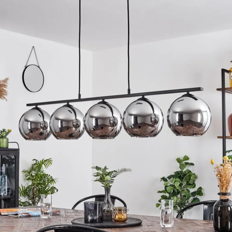 Suspension Verre 20 cm Koyoto Fumé, 5 lumières