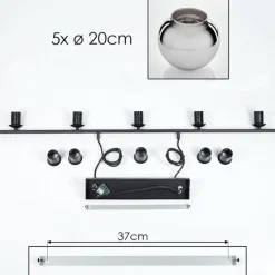 Suspension Verre 20 cm Koyoto Fumé, 5 lumières