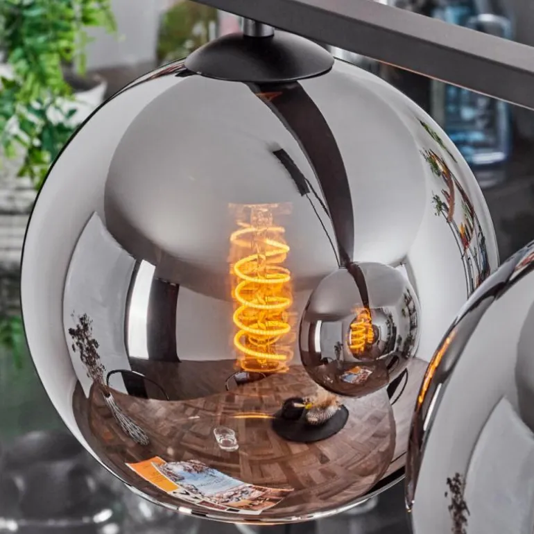 Suspension Verre 20 cm Koyoto Fumé, 5 lumières