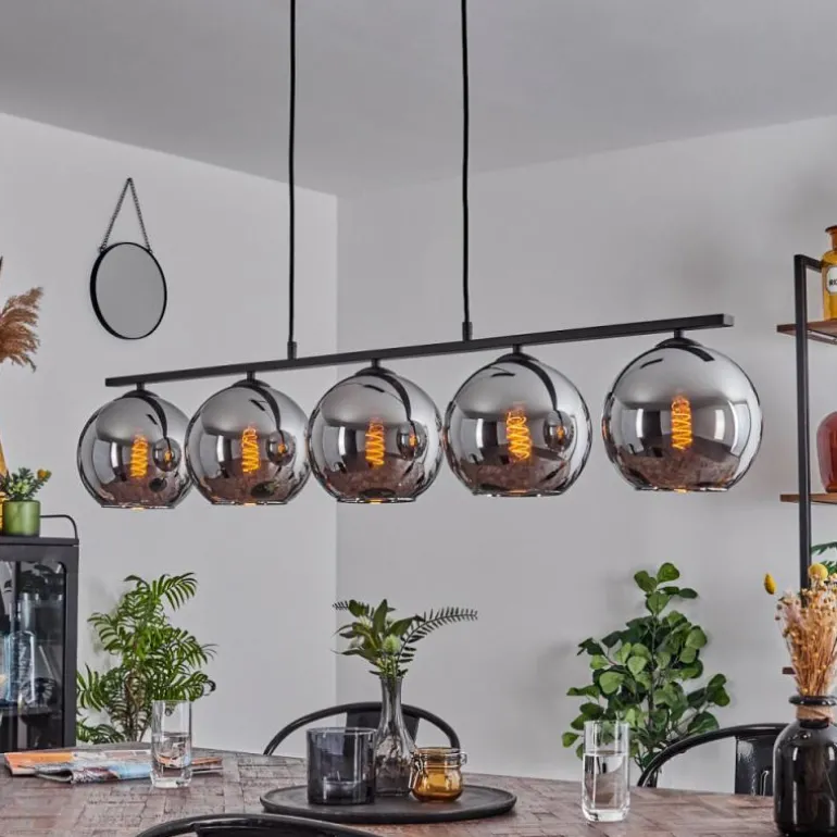 Suspension Verre 20 cm Koyoto Fumé, 5 lumières