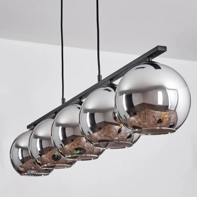 Suspension Verre 20 cm Koyoto Fumé, 5 lumières