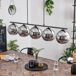 Suspension Verre 20 cm Koyoto Fumé, 5 lumières