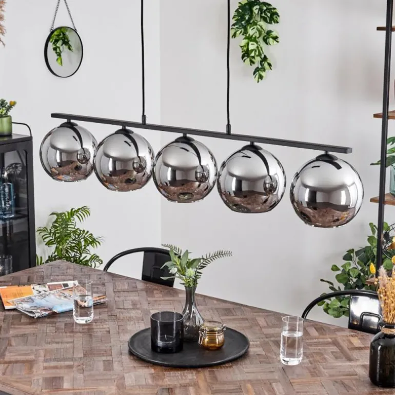 Suspension Verre 20 cm Koyoto Fumé, 5 lumières