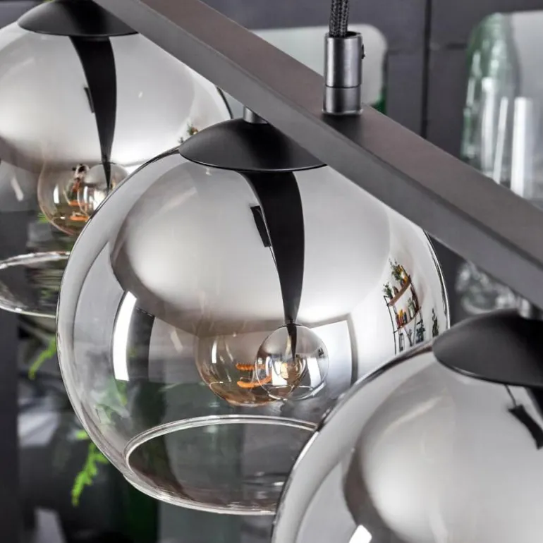 Suspension Verre 15 cm Koyoto Fumé, 5 lumières