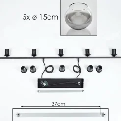 Suspension Verre 15 cm Koyoto Fumé, 5 lumières