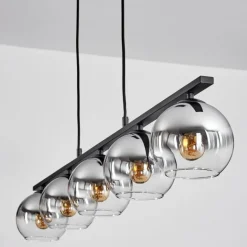 Suspension Verre 15 cm Koyoto Fumé, 5 lumières