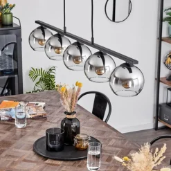 Suspension Verre 15 cm Koyoto Fumé, 5 lumières