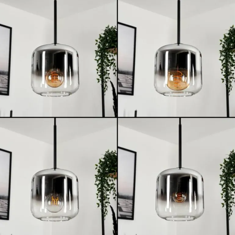 Suspension Verre 15 cm Lauden Chrome, Clair, Fumé, 1 lumière