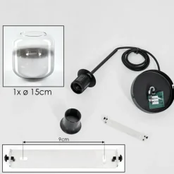 Suspension Verre 15 cm Lauden Chrome, Clair, Fumé, 1 lumière