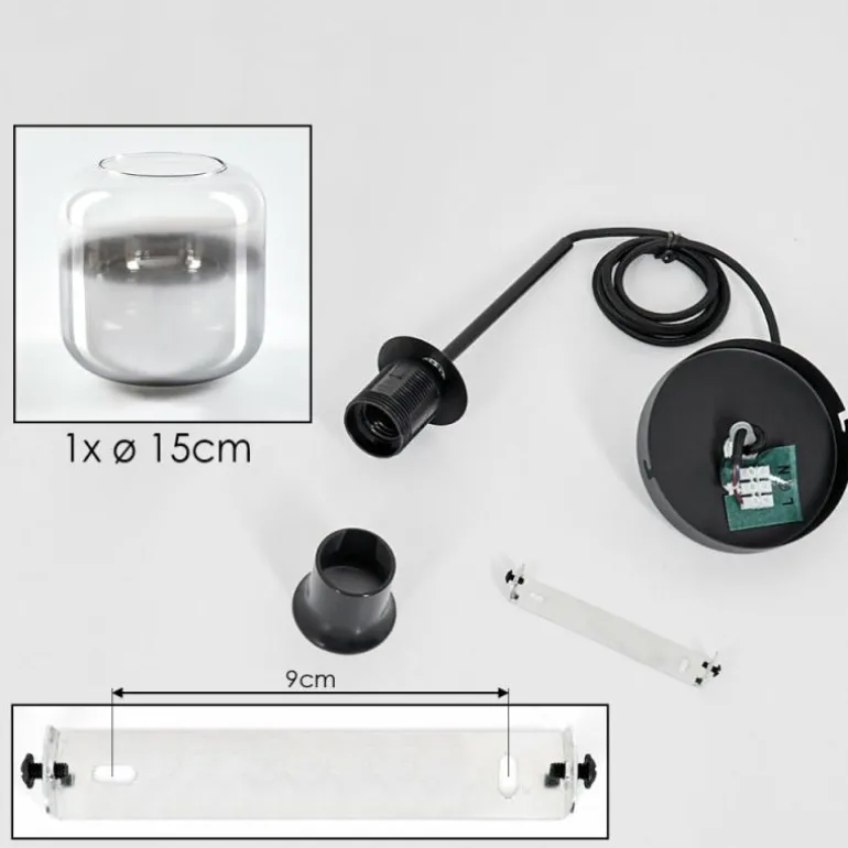 Suspension Verre 15 cm Lauden Chrome, Clair, Fumé, 1 lumière