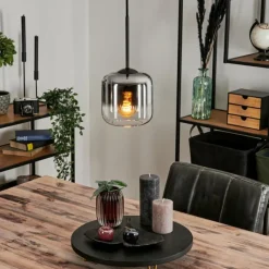 Suspension Verre 15 cm Lauden Chrome, Clair, Fumé, 1 lumière